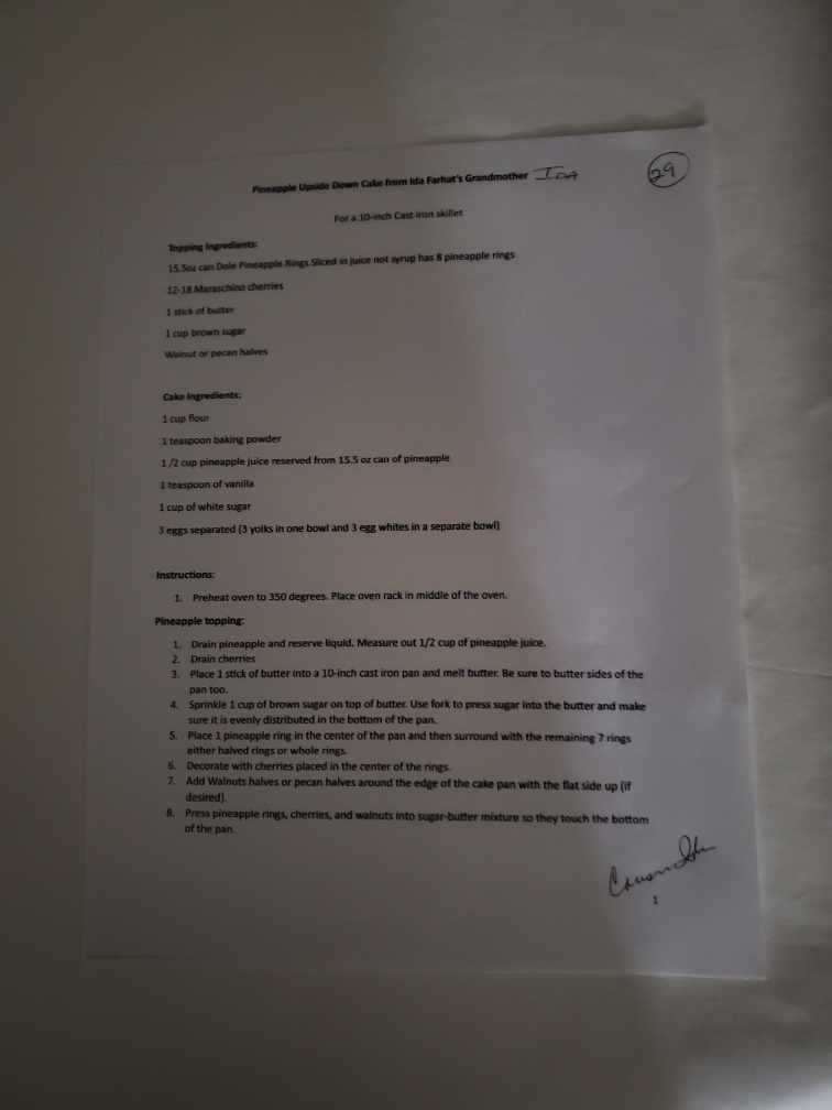 Original recipe card — page 1
